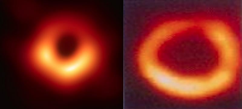 第一张空间黑洞与心脏核灌注检查相比较的图像，显示左心室的黑洞。