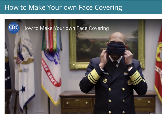 美国卫生部长杰罗姆·亚当斯(Jerome Adams)医学博士演示了公众如何制作自己的非临床使用的口罩。