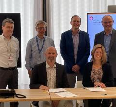 NT和h.u.b代表于2022年5月17日在比利时布鲁塞尔签署意向书。从左至右:Nick Reynaert教授(H.U.B)、Renaud Witmeur (H.U.B)、Matthew Copeland (NT)、Marko Valjavec (NT)、Dirk Van Gestel教授(H.U.B)、Elizabeth Reczek (NT)